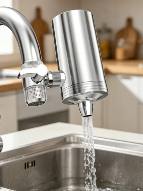 High-Flow Faucet Filter | Multi-Effect Home Water Purification Device | Filters Out Residual Chlorine, Lead, and Sediment | Improves Water Quality and Taste