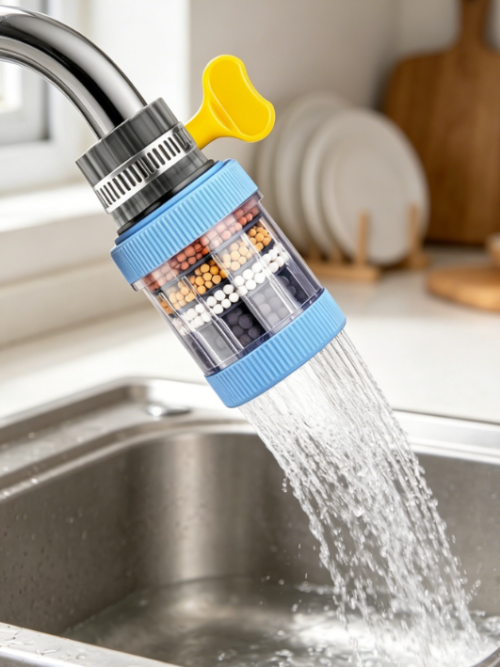 3-Pack Faucet Filters | Kitchen & Bathroom Activated Carbon Purifier | Softens Water | Removes Residual Chlorine, Fluoride, and Heavy Metals
