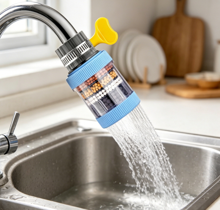 3-Pack Faucet Filters | Kitchen & Bathroom Activated Carbon Purifier | Softens Water | Removes Residual Chlorine, Fluoride, and Heavy Metals